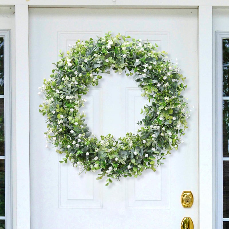 SOMYTING Faux Eucalyptus Garland 2 Pack Fake Vines Hanging Eucalyptus Babys Breath Greenery Garland Spring Garland for Mantle Table Wedding Backdrop Arch Party Wall Decor (2PCS) - Image 5