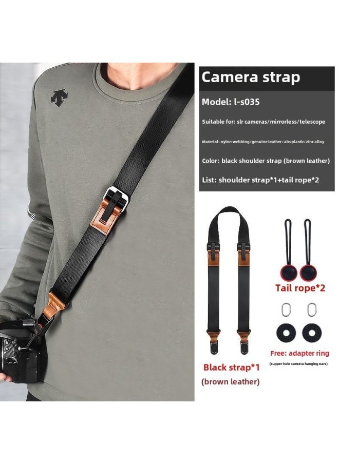 Generic Camera Quick-release Strap Crossbody Shoulder Adjustable Non-slip Decompression Neck Lanyard Compatible With PD Digital Camera Accessories-Body Color:Athens Black/brown Leather Quick Release Shoulder Strap Compatible With Pd  - Image 1