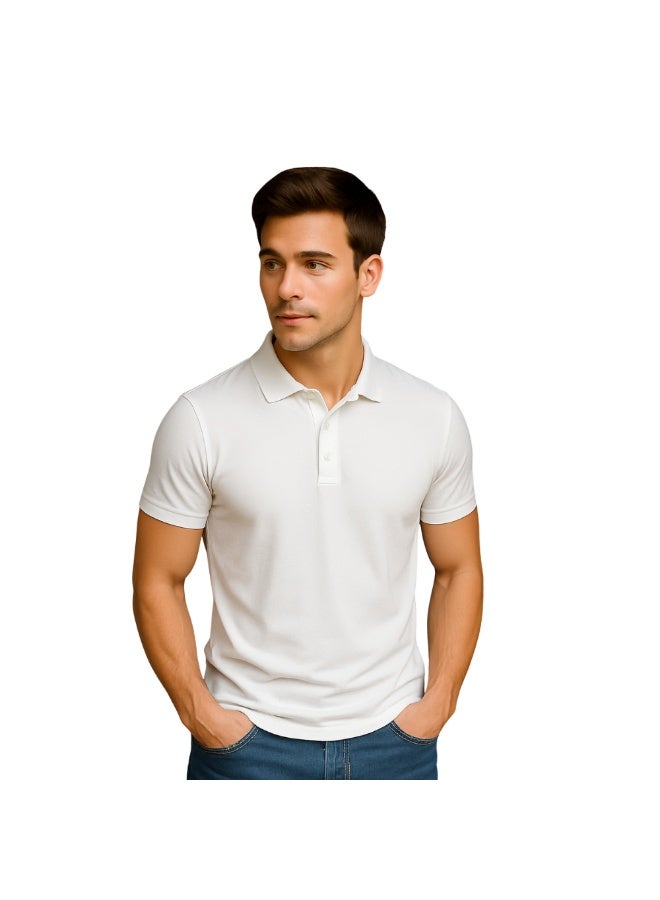 PRINTSHOP4ME Men's Regular-Fit Golf Polo T-shirt Pure Cotton Short Sleeve 220 GSM Basic Colors - Image 3
