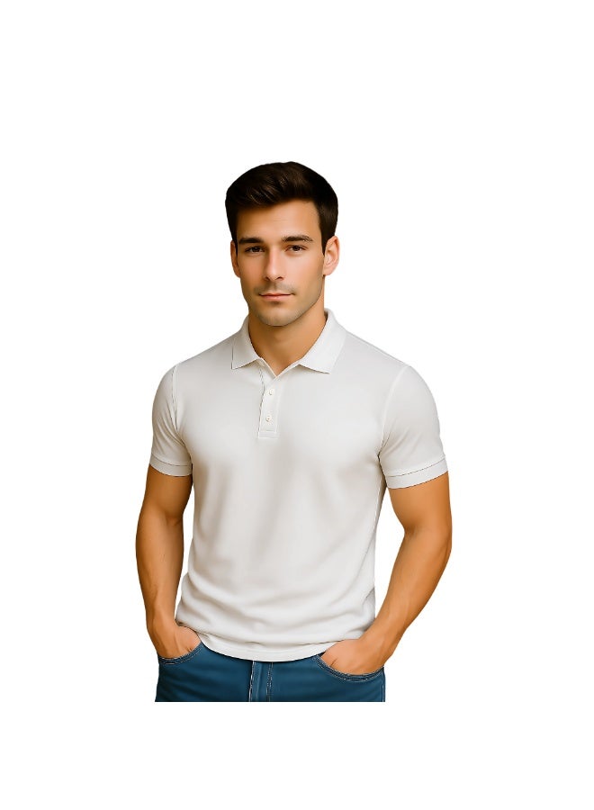 PRINTSHOP4ME Men's Regular-Fit Golf Polo T-shirt Pure Cotton Short Sleeve 220 GSM Basic Colors - Image 1