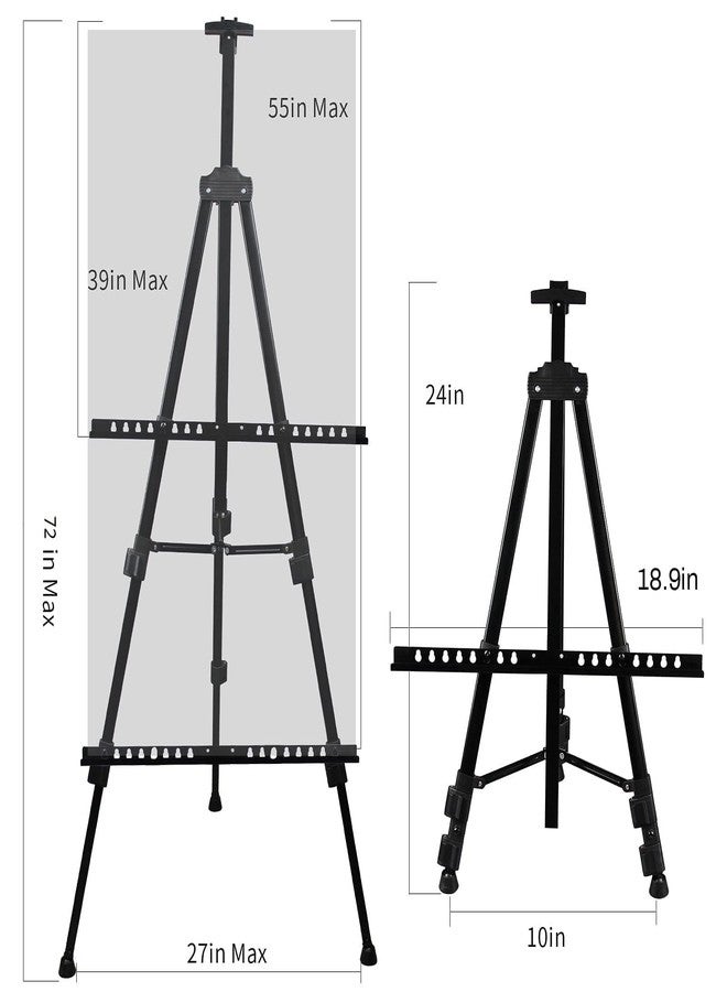 RRFTOK Art Painting Display Easel Stand, 72Inches Metal Portable Adjustable Easels for Painting Canvases Height from 22-72”for Table-Top/Floor Paint and Displaying,Black 2-Pack. - Image 5