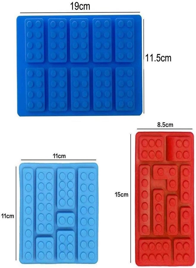 Skytail 3 Pack Block Lego Silicone Moulds for Baking Building Brick Chocolate Candy Bar Ice Cube Tray Muffin Pudding Jelly Gumdrop Gummy Fondant Toy Theme Cake Cupcake Decoration Clay Crayon Molds - Image 2