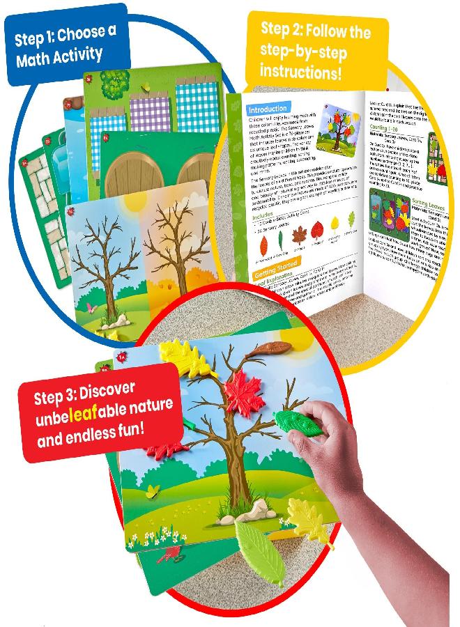 hand2mind hand2mind Sensory Leaves Math Activity Set, Pattern Play, Shape Puzzle, Pattern Blocks Cards, Math Counters, Sorting Toy, Shapes for Toddlers, Counting Toy, Kindergarten Learning Activities - Image 2