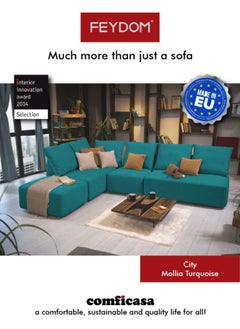 FEYDOM Matacao City Modular Sofa - Turquoise Mollia Fabric