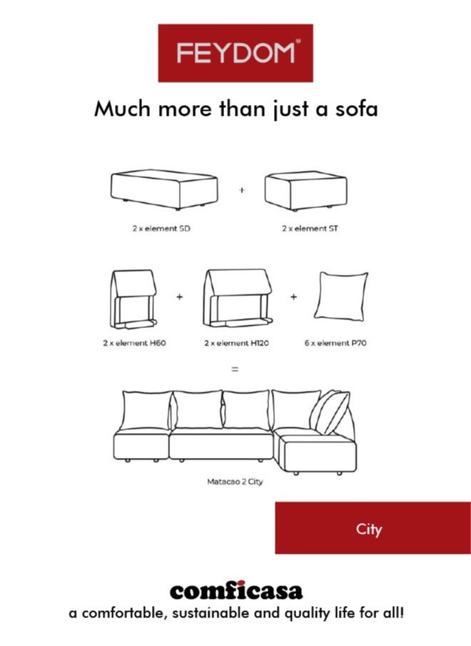 COMFICASA - FEYDOM Matacao City Modular Sofa - Turquoise Mollia Fabric - Image 1