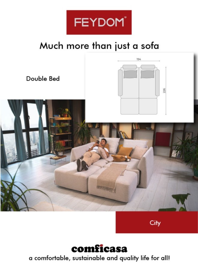 COMFICASA - FEYDOM Matacao City Modular Sofa - Turquoise Mollia Fabric - Image 1
