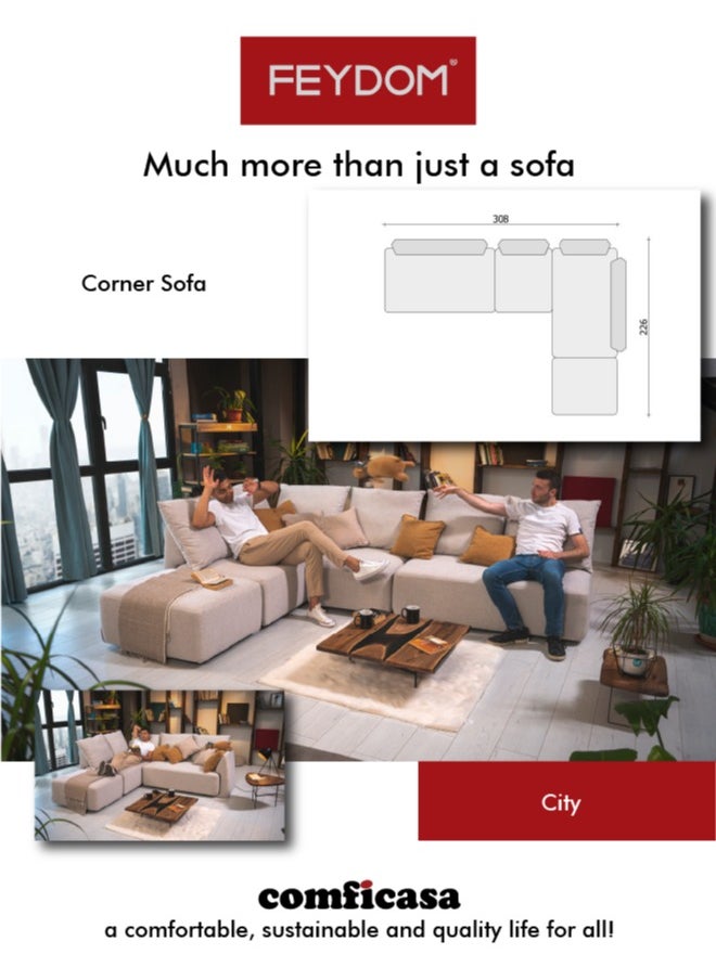 COMFICASA - FEYDOM Matacao City Modular Sofa - Turquoise Mollia Fabric - Image 1