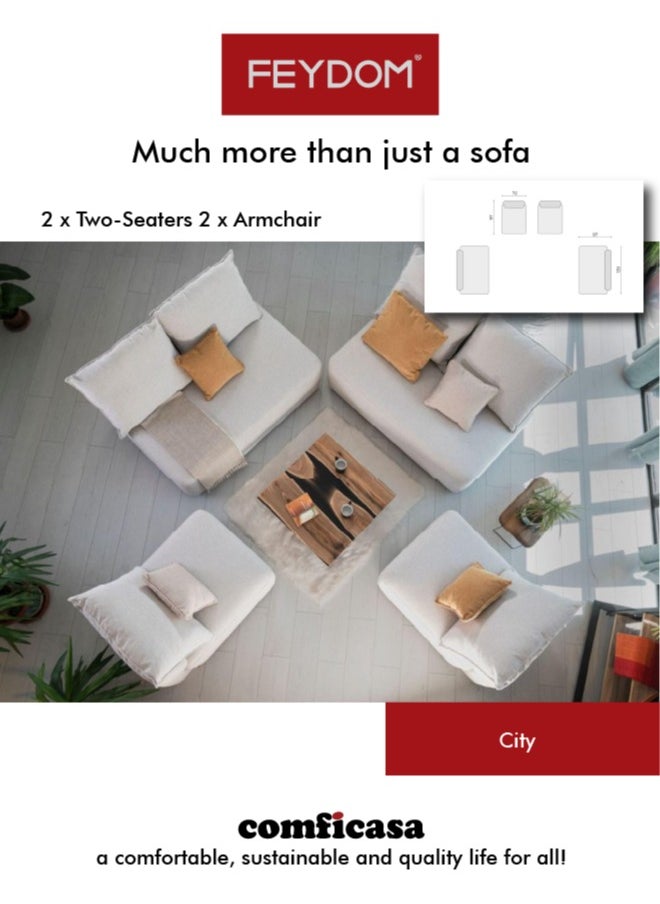 COMFICASA - FEYDOM Matacao City Modular Sofa - Turquoise Mollia Fabric - Image 1