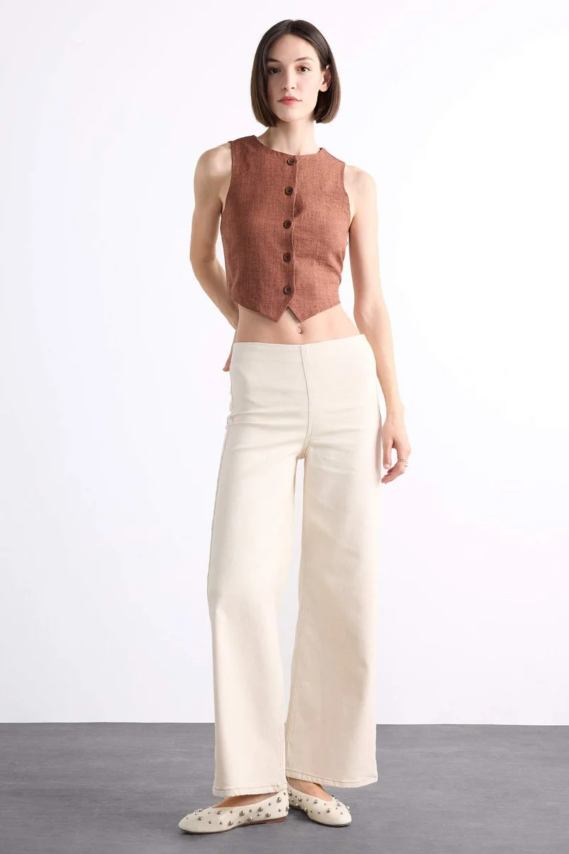 DeFacto Wide Leg With Pockets Gabardine Trousers