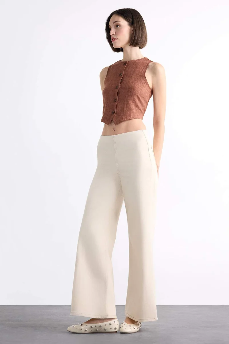 DeFacto Wide Leg With Pockets Gabardine Trousers