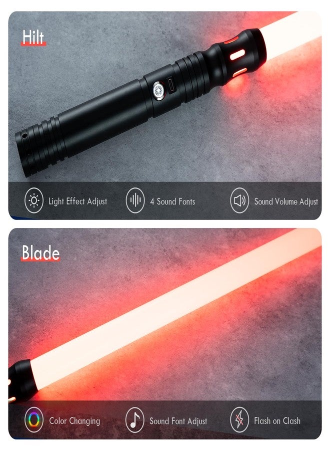 CUSTOM SABER 2 Pack Light Saber 4 Sound Fonts, Smooth Swing Light Saber, 12 Colors Changing with Volume Adjustable, Support Heavy Dueling Light Sabers for Gift Pretend Play Tools - Image 2