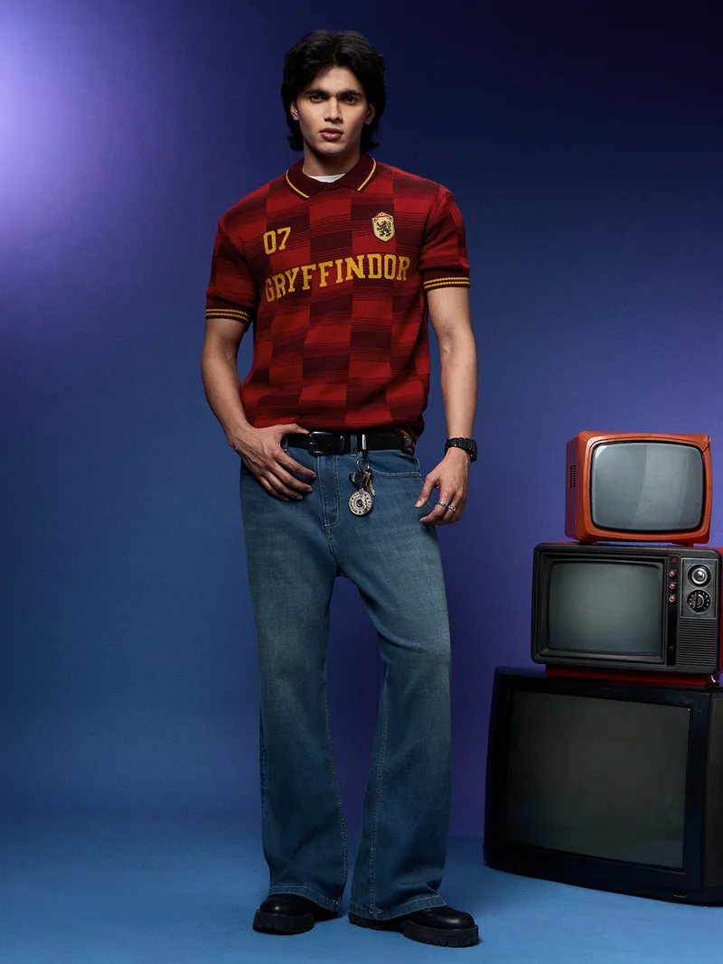 The Souled Store The Souled Store Men Harry Potter Red Applique Oversized Polos