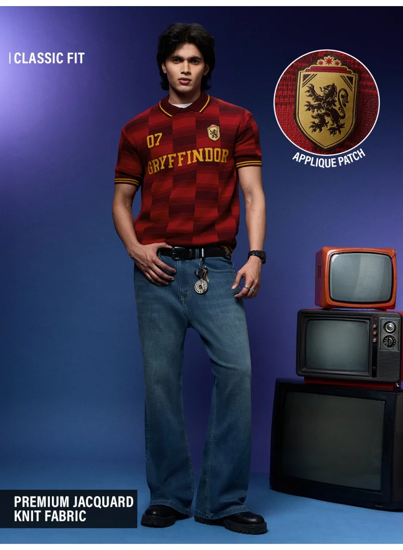 The Souled Store The Souled Store Men Harry Potter Red Applique Oversized Polos