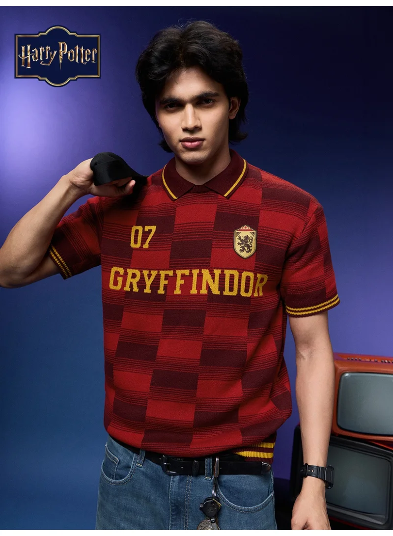 The Souled Store The Souled Store Men Harry Potter Red Applique Oversized Polos