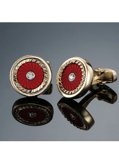 Elegant Crystal Zircon Cufflinks for Men Gold red bottom