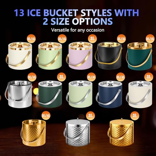 TOSELBAI 4L Ice Bucket, Ice Bucket with Silicone Sealing Ring Double-wall Vacuum Insulation Champagne Buckets with Filter Layer Ice Tongs Ice Scoop (Black) - Image 5
