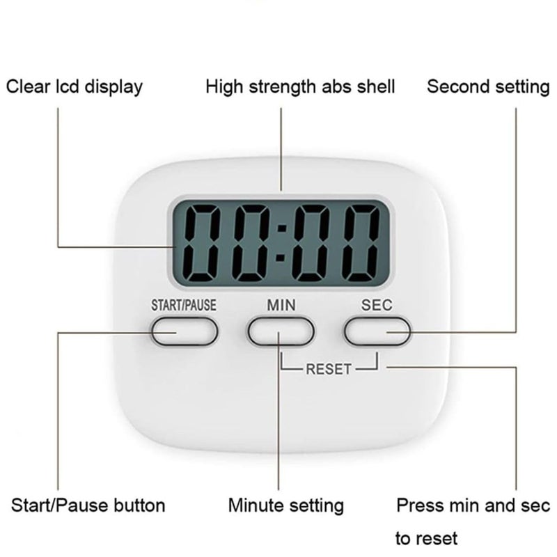 BENCI BENCI Digital Kitchen Timer Magnetic Countdown Count Up Pomodoro Timer with Loud Sound Big Digit Back Stand Hanging Hole for Cooking Clinic Sports and Other Activities  - Image 3