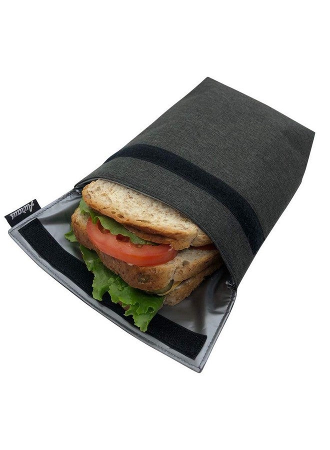 Auraus Insulated Reusable Eco Snack bag, Sandwich bag, Food Pouch, Insulated Lunch Bag, Insulin Cooling Case, golf pouch, Work, Picnics, Travel, Men, Woman (Dark Grey)  - Image 1