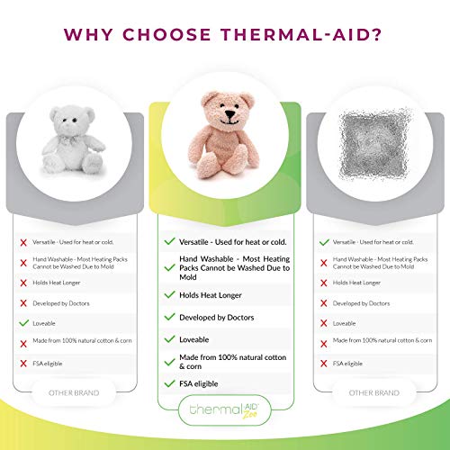 Thermal-Aid Zoo Animals - Mini Bella The Pink Bear - Heatable Therapeutic Stuffed Animals for Kids - Hot & Cold Therapy - Ice Pack & Heating Pack - 3.15 x 2.6 x 9.3 in - Image 3