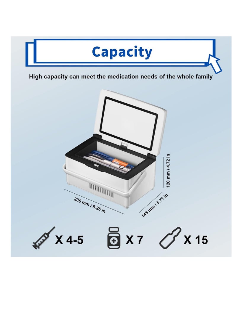 Excefore Insulin Cooler Case, Portable Insulin Refrigerator with Temperature LED Display Screen, Insulin Cooler Travel Case, Keeping Cooling 35℉ ~ 46 F, Insulin Fridge with Handle and Alarm, White - Image 2