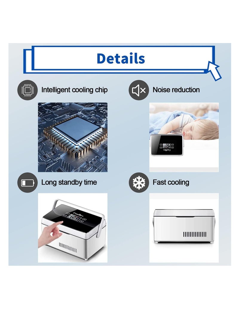 Excefore Insulin Cooler Case, Portable Insulin Refrigerator with Temperature LED Display Screen, Insulin Cooler Travel Case, Keeping Cooling 35℉ ~ 46 F, Insulin Fridge with Handle and Alarm, White - Image 4