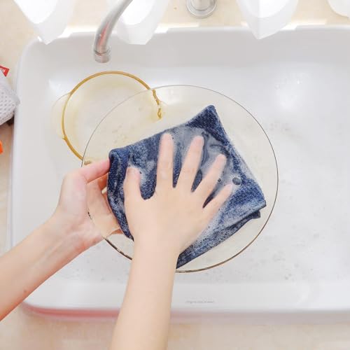 Homaxy 100% Cotton Waffle Weave Kitchen Dish Cloths, Ultra Soft Absorbent Quick Drying Dish Towels, 12 x 12 Inches, 6-Pack, Navy Blue - Image 4
