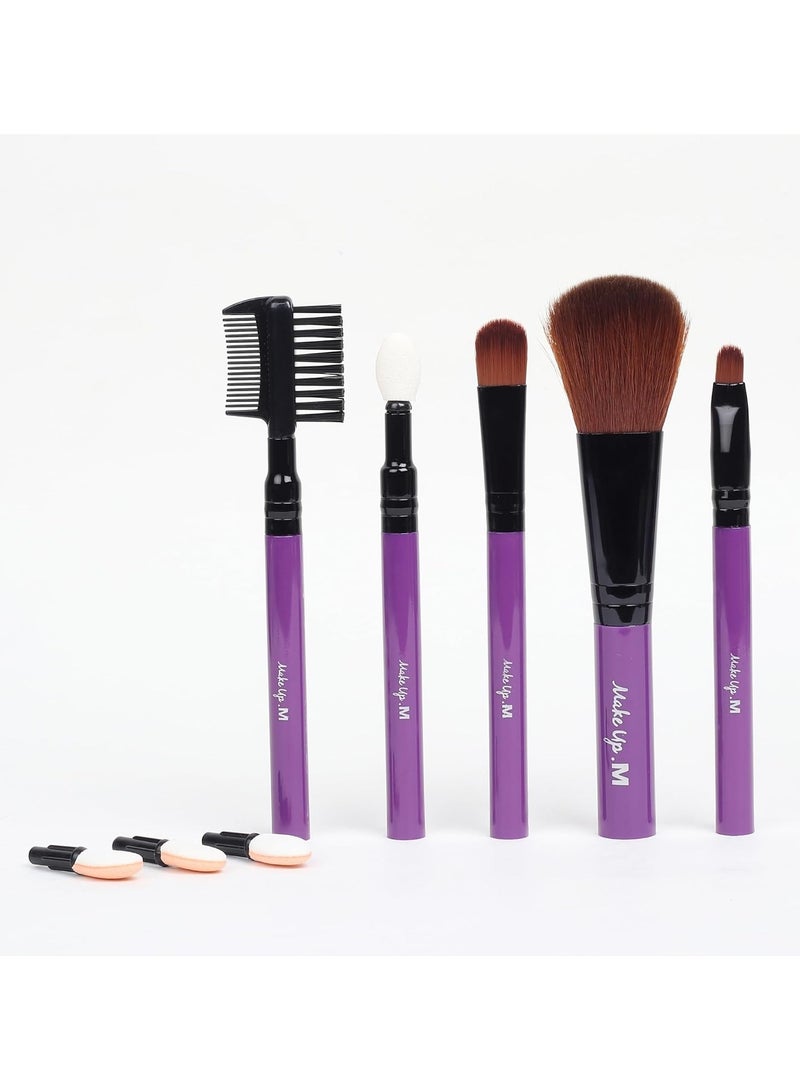 Miniso 5 PCS Makeup Brushes and 3 Eyeshadow Applicator Tips Set Purple - Image 2