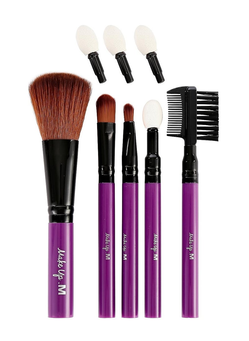 Miniso 5 PCS Makeup Brushes and 3 Eyeshadow Applicator Tips Set Purple - Image 1