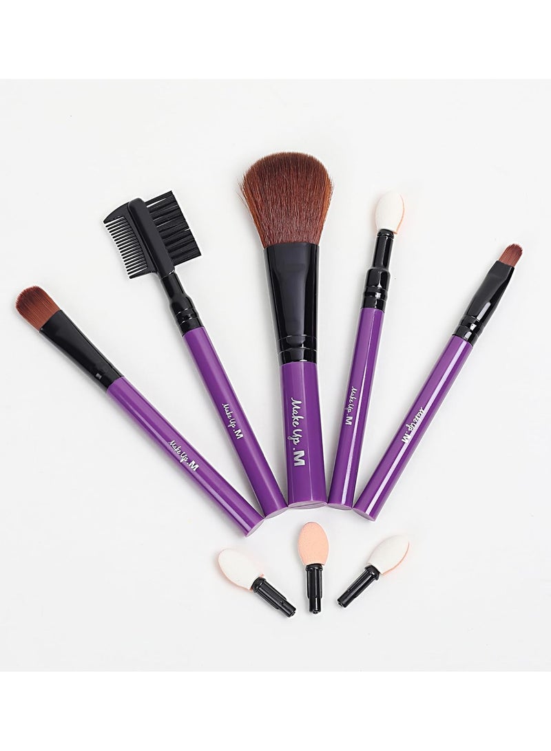 Miniso 5 PCS Makeup Brushes and 3 Eyeshadow Applicator Tips Set Purple - Image 5