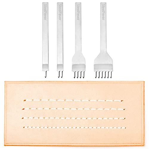 SteelFever Leather Craft Tool Hole Punches 1+2+4+6 Prong Lacing Stitching Punch, Craft Kits (4mm) - Image 5