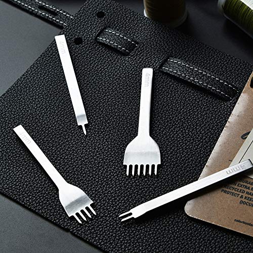 SteelFever Leather Craft Tool Hole Punches 1+2+4+6 Prong Lacing Stitching Punch, Craft Kits (4mm) - Image 3
