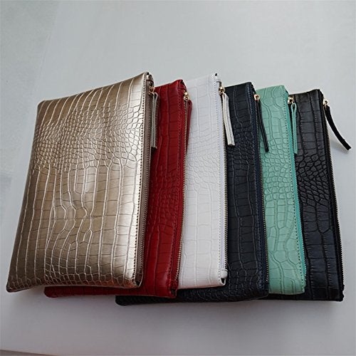 NIGEDU Women Clutches Crocodile Grain PU Leather Envelope Clutch Bag (Black) - Image 5