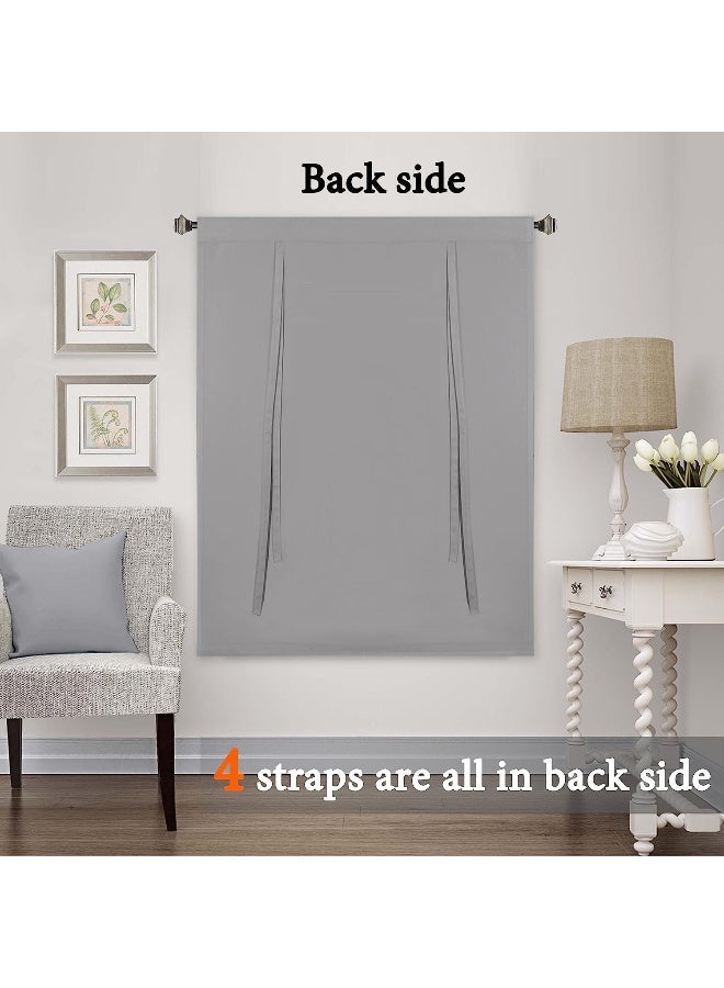 H.VERSAILTEX HVERSAILTEX Blackout Tie Up Curtain Thermal Insulated Curtain Bathroom Curtain Dove Gray Tie Up Shade for Small Window Rod Pocket Panel 42 inches W x 63 inches L Set of 1 - Image 2