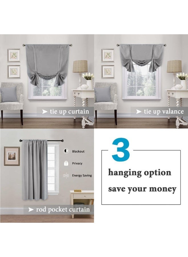 H.VERSAILTEX HVERSAILTEX Blackout Tie Up Curtain Thermal Insulated Curtain Bathroom Curtain Dove Gray Tie Up Shade for Small Window Rod Pocket Panel 42 inches W x 63 inches L Set of 1 - Image 3