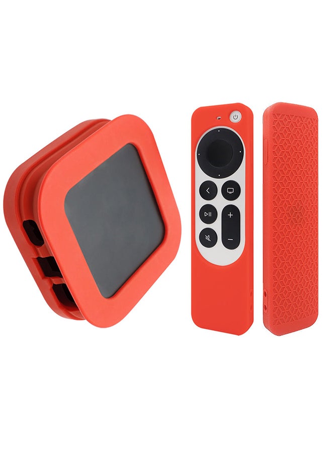 O Ozone Silicone Case for 2022 Apple TV 4K Wi-Fi TV Box Remote Cover, Foldable Soft Silicone Remote Sleeves with TV Box Case Skin Red 