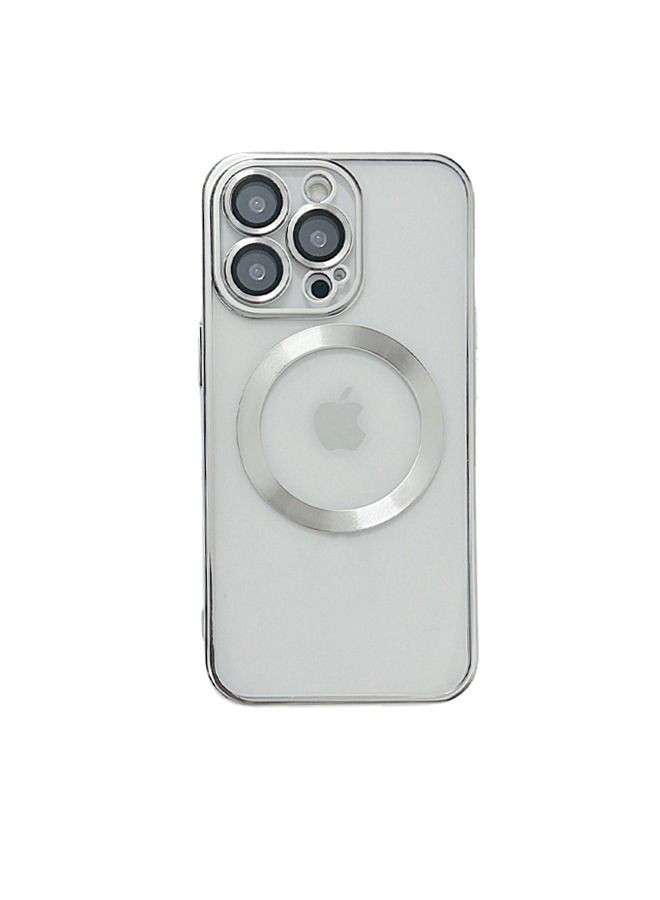 iPhone 13 Pro Max MagSafe Case Slim Thin Magnetic Case Yellowing Resistant Anti Drop Shock Absorption Anti Scratch and Hard Back Crystal Case Cell Phone Cover for iPhone 13 Pro Max Silver  - Image 2