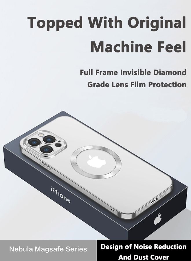 iPhone 13 Pro Max MagSafe Case Slim Thin Magnetic Case Yellowing Resistant Anti Drop Shock Absorption Anti Scratch and Hard Back Crystal Case Cell Phone Cover for iPhone 13 Pro Max Silver  - Image 4