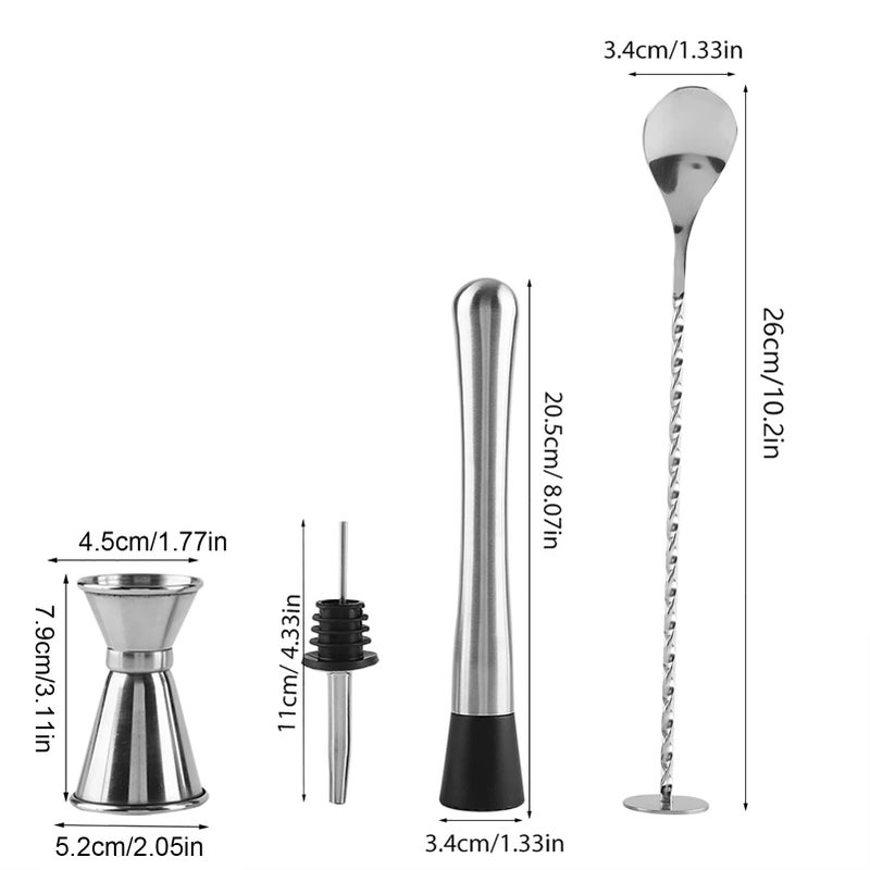 15 30 Ml Stainless Steel Cocktail Tool Set With Spoon Mixing Bar Bottle Spout Measuring Cup For Bar Home Party - Image 3