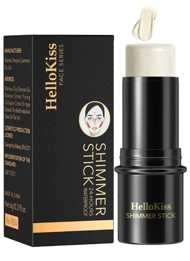 HelloKiss Shimmer Stick Makeup Highlighter Shimmer Cream Powder Lasting Glow Finish Foundation Stick Highlighter and Bronzer Pen Face Brightens and Shades Pencil Face Series Highlighter Contour Stick 02  - Image 1
