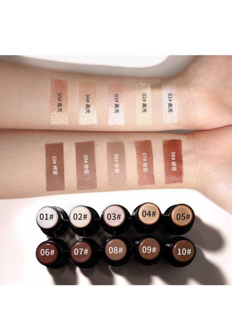 HelloKiss Shimmer Stick Makeup Highlighter Shimmer Cream Powder Lasting Glow Finish Foundation Stick Highlighter and Bronzer Pen Face Brightens and Shades Pencil Face Series Highlighter Contour Stick 02  - Image 4