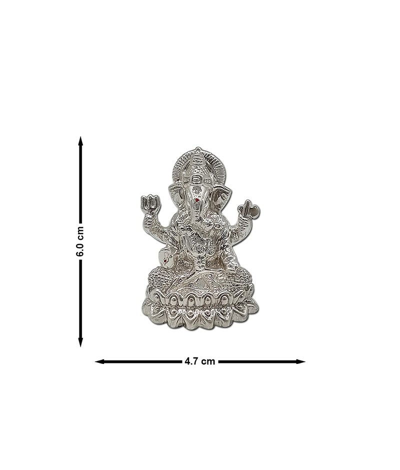 MAA SILVER Pure Silver Ganesha Ganpati ji BIS Hallmarked Hollow Idol/Murti with Lotus Kamal Base Perfect for Gifting Home Office Puja Use (999 Purity)(25 Grams Silver) - Image 2