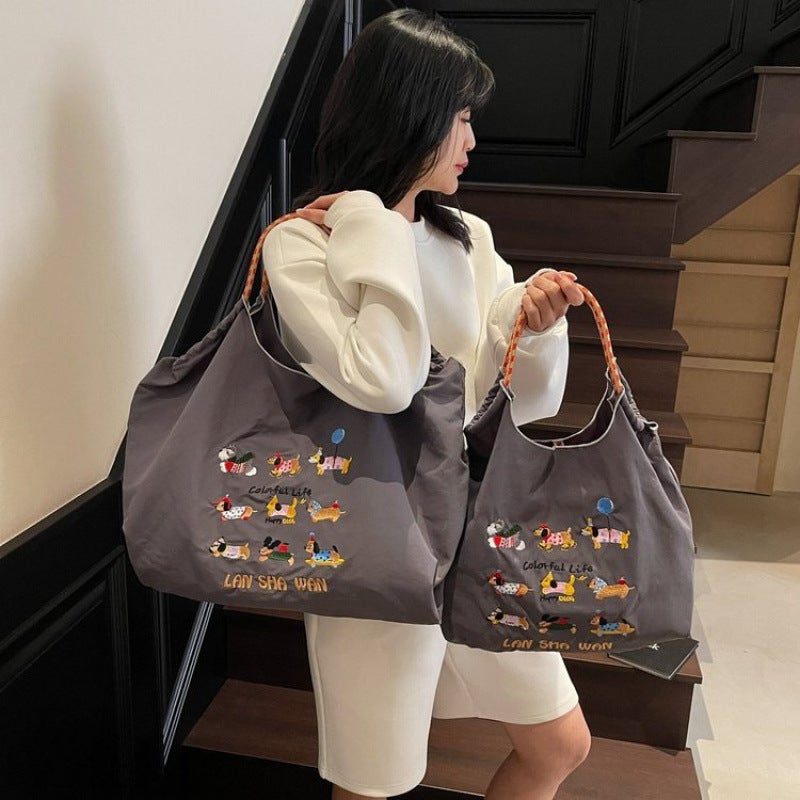 Cute Cartoon Puppy Tote Bag Women'S All-Match Large Capacity Handbag College Student Commuter Shoulder Bag - Image 3