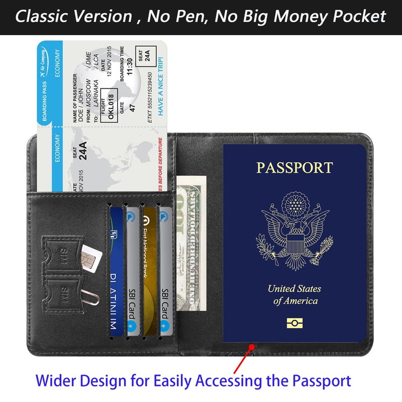 PASCACOO Passport Holder Cover Wallet Travel Essentials RFID Blocking Leather Card Case International Must Haves Travel Accessories for Women Men(101#Black) - Image 3