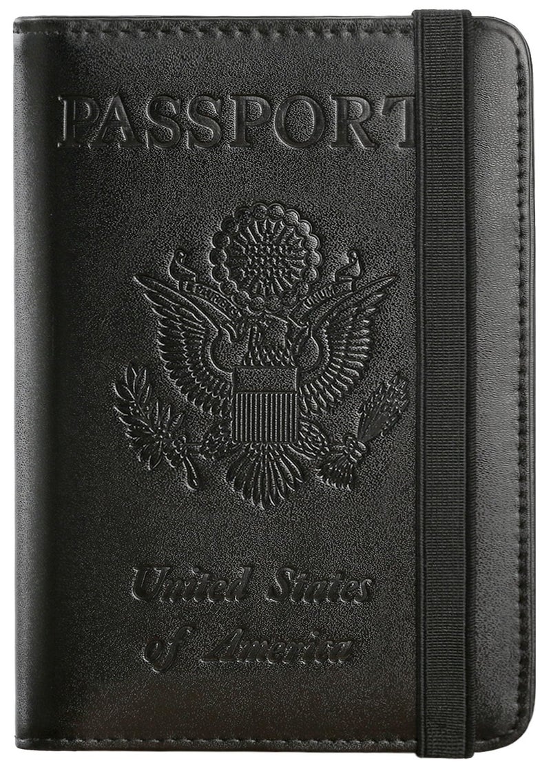 PASCACOO Passport Holder Cover Wallet Travel Essentials RFID Blocking Leather Card Case International Must Haves Travel Accessories for Women Men(101#Black) - Image 1