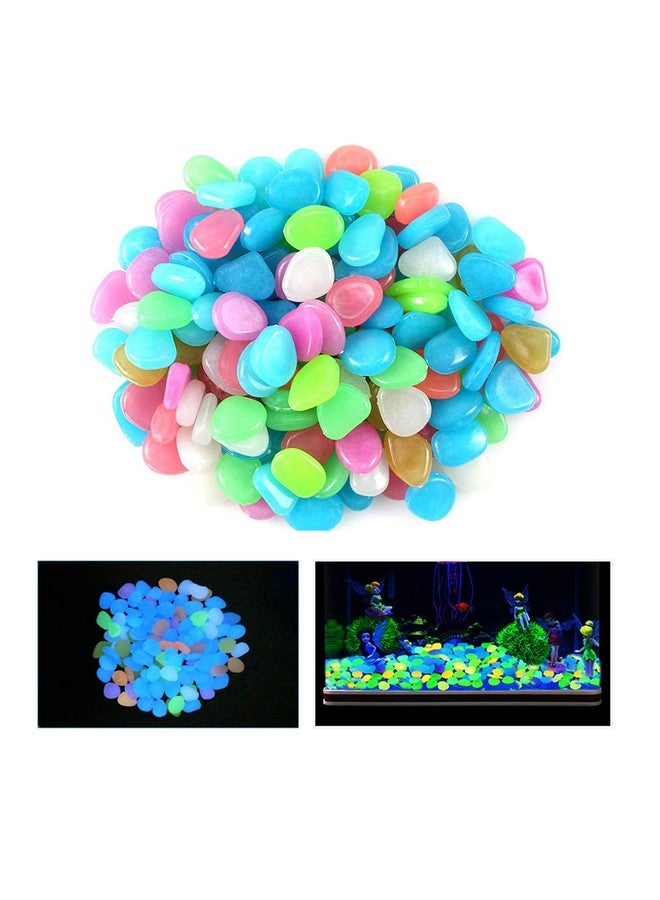 QIAONIUNIU 100 Pcs New Colorful Glow in The Dark Pebbles Stones Rocks for Fish Tank Aquarium Garden Walkway - Image 1