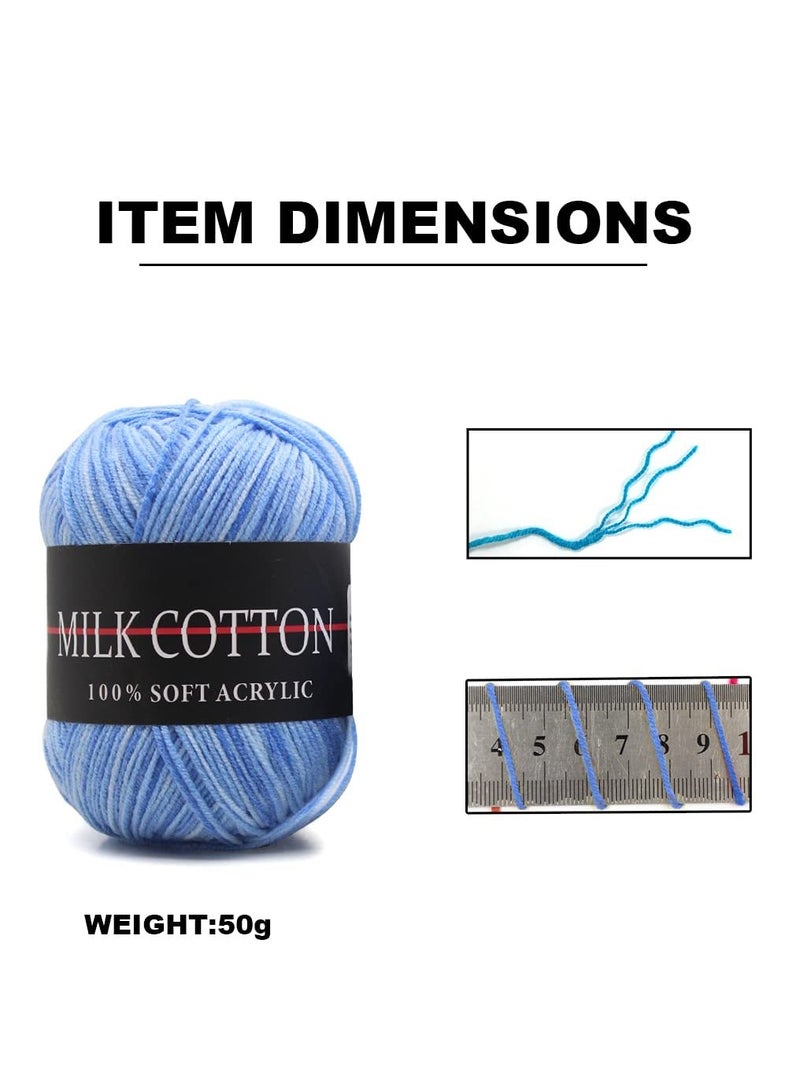 6 Rolls 50g Acrylic Yarn Skeins Soft Yarn for Crocheting and Knitting Craft Project Assorted Starter Crochet Kit Yarn Bulk for Adults and Kids (Blue) - Image 2