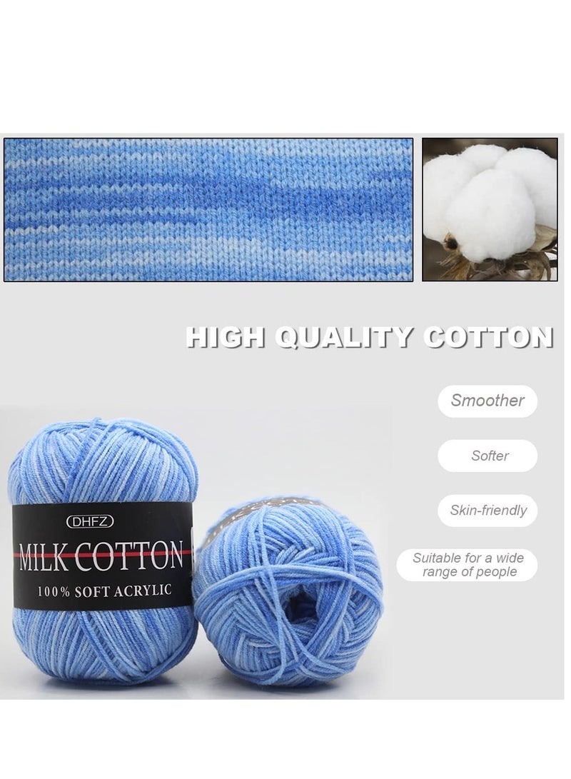 6 Rolls 50g Acrylic Yarn Skeins Soft Yarn for Crocheting and Knitting Craft Project Assorted Starter Crochet Kit Yarn Bulk for Adults and Kids (Blue) - Image 4
