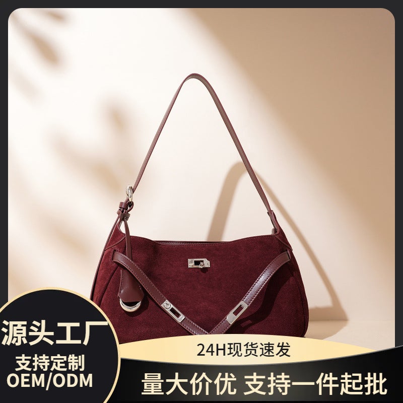 Cow Velvet Underarm Bag High-End Shoulder Messenger Bag Commuter Tote Bag Dumpling Bag Ladies Handbag - Image 2
