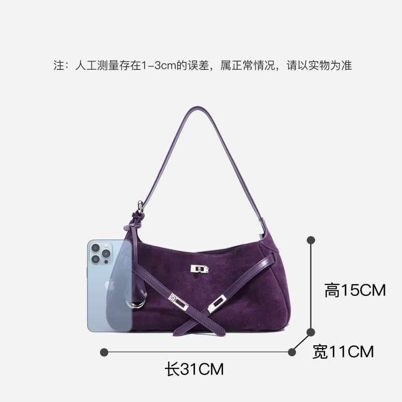 Cow Velvet Underarm Bag High-End Shoulder Messenger Bag Commuter Tote Bag Dumpling Bag Ladies Handbag - Image 5