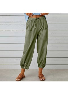1Tarz 1Style Barbora Linen Casual Trousers Elastic Waist Laced LN15HAKI9 